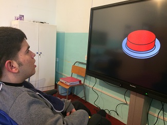 Manuel pressing the switch to play music and watch pictures about ...