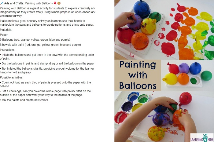 Instruction poster on how to Paint with Balloons