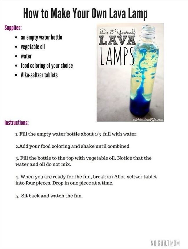Recipe to make Science Experiment: Make your own Lava Lamp