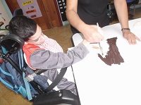 Klajdi -  using tactile paint and different textures. 