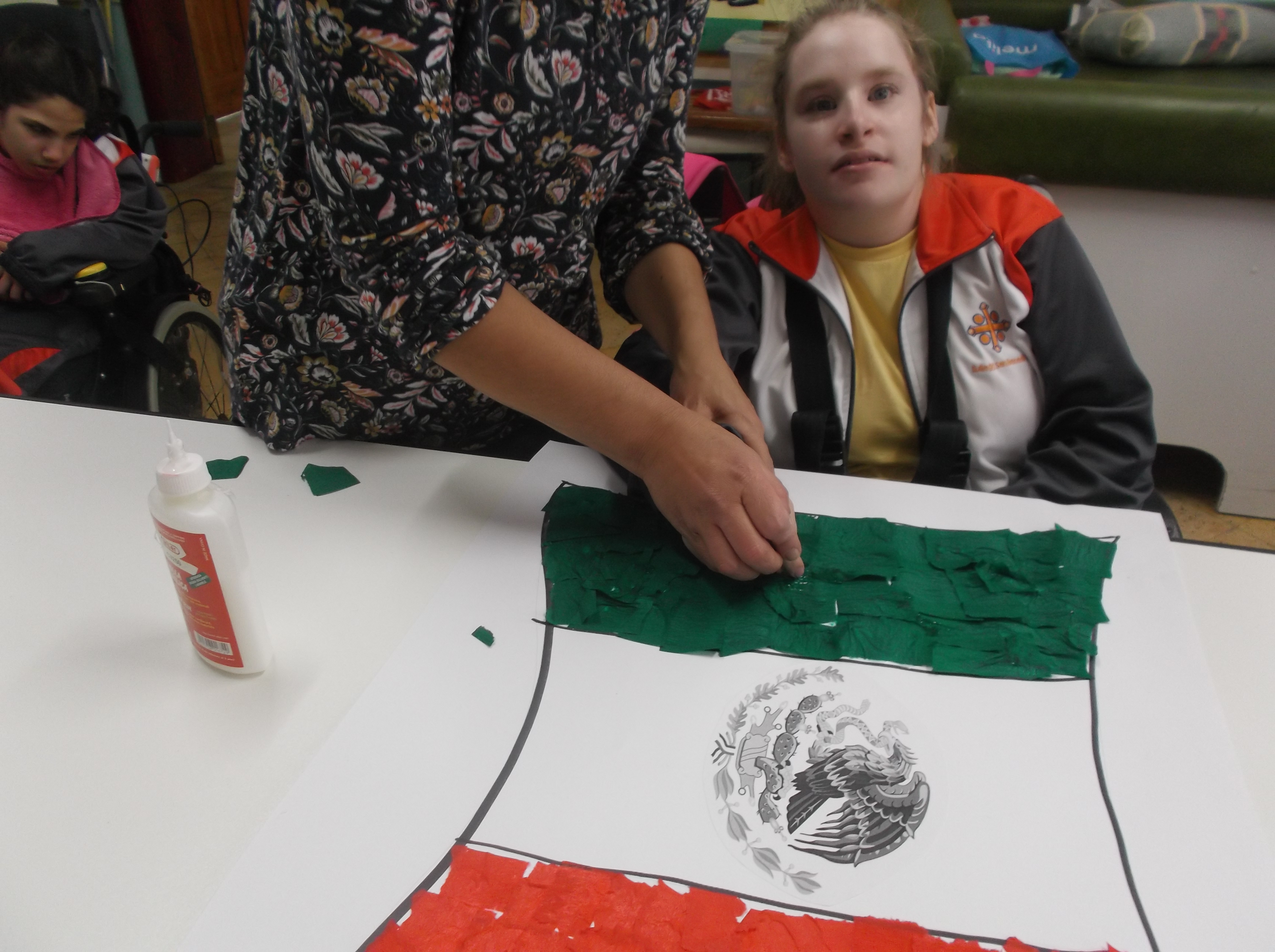 Rosie - Papier Mache of the Mexican Flag.